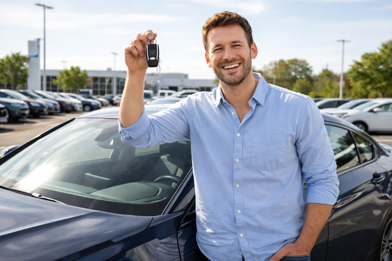 Customer holding car keys